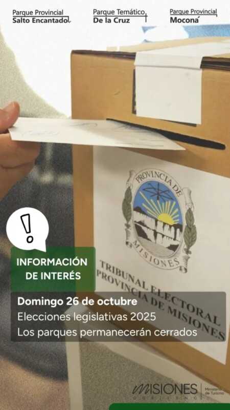 Elecciones Legislativas: Parques Provinciales y Conjuntos Jesuíticos cerrarán sus puertas este domingo 5 WhatsApp Image 2025 10 22 at 10.11.27 1 - 4