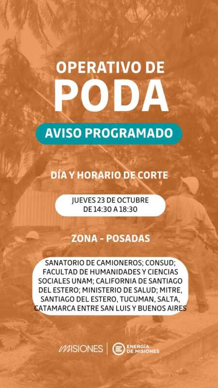 Operativo de poda programado en Posadas: cortes de energía por mantenimiento 3 operativo