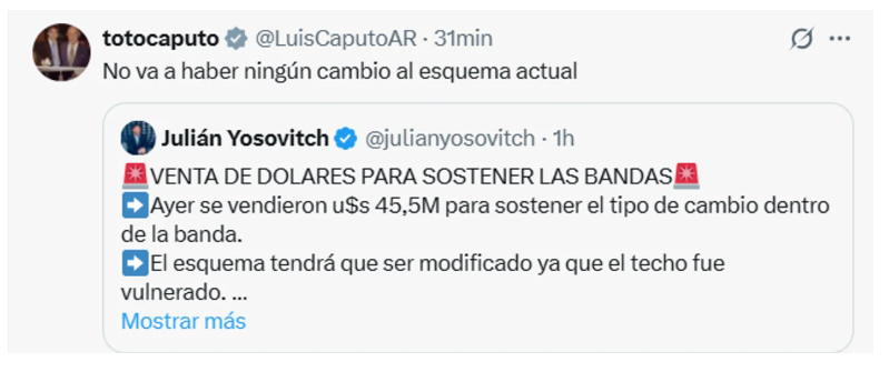 Caputo descartó cambios en el esquema cambiario tras las elecciones 2 caputo - 1