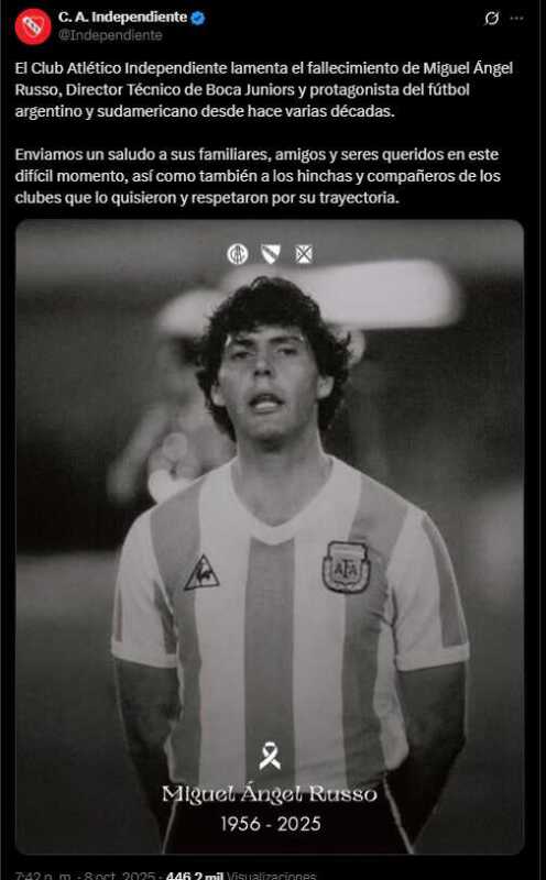 “El Señor fútbol” El homenaje de los clubes a Miguel Ángel Russo 9 independiente russo - 8