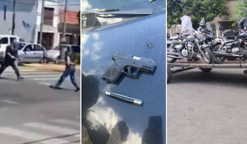 Choque de bandas de motoqueros en el centro de La Plata termina con armas secuestradas y detenidos 2 motoqueros