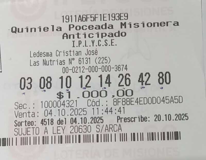 Un posadeño ganó casi 196 millones de pesos en la Poceada Misionera 2 poceada - 1