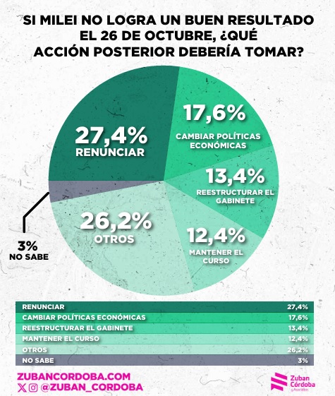 Londero: “Si Milei pierde, un 30% de los argentinos cree que debería renunciar” 4 que hacer milei octubre - 3
