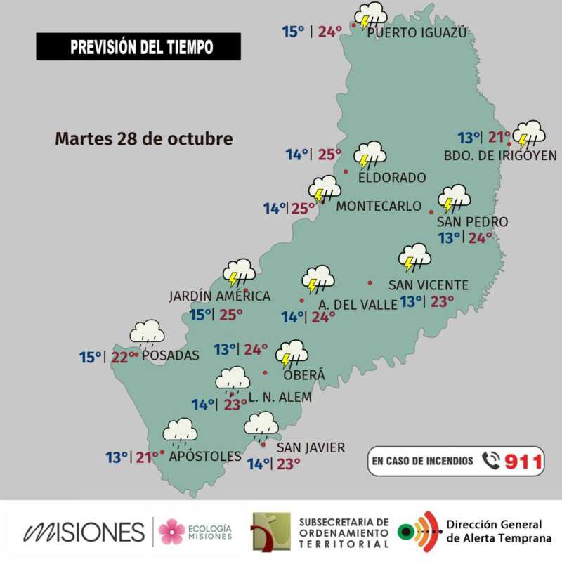 Tiempo en Misiones: martes con tormentas y mejoras que se acercarán al fin de semana 2 tiempo en misiones