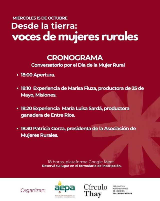 Historias de liderazgo, trabajo comunitario y producción rural se compartirán en un encuentro online gratuito que une a Misiones y Entre Ríos.