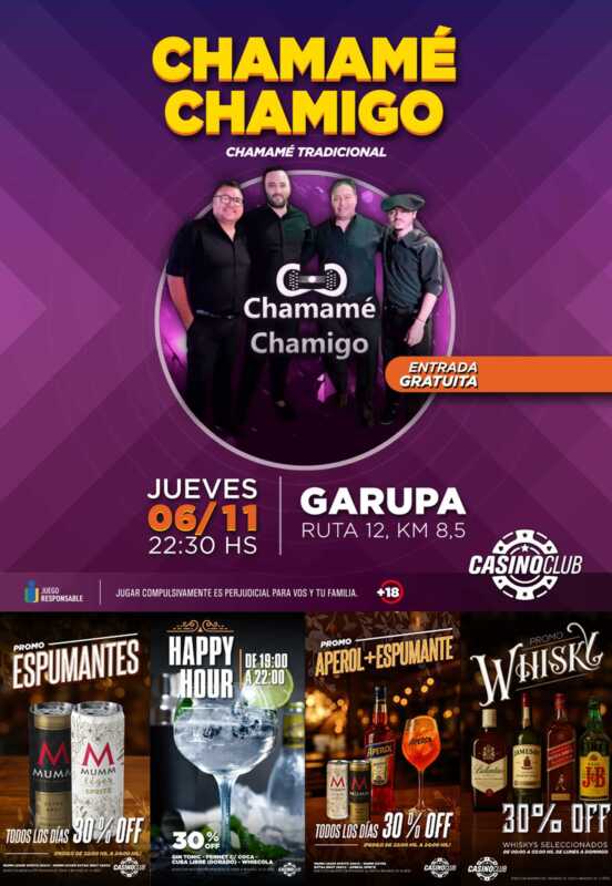 El Casino Club te invita a dar la bienvenida al mes de noviembre con espectáculos de primer nivel 5 25 11 06 CHAMAME CHAMIGO Flyer Feed 1354x1962 1 - 4