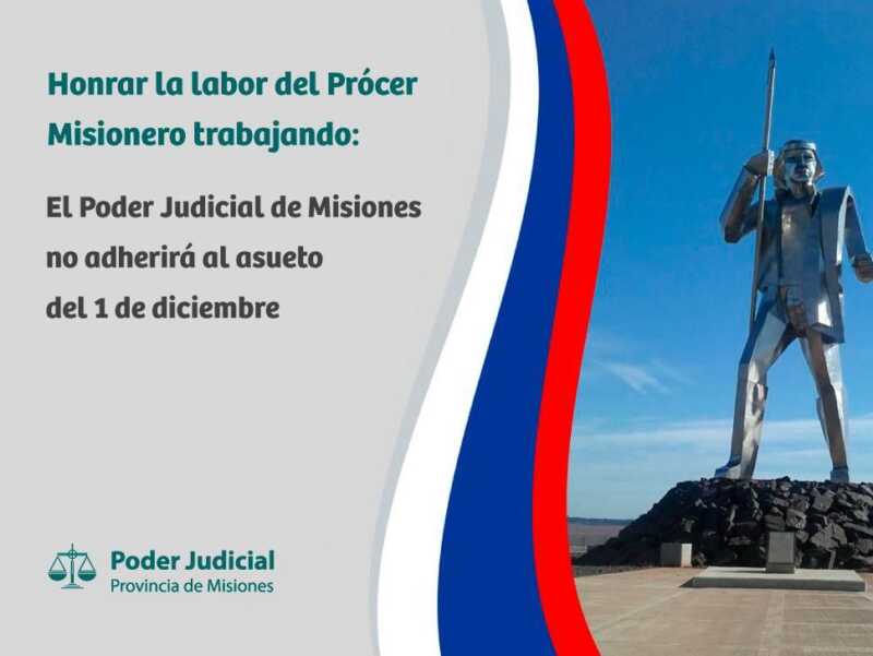 El Poder Judicial de Misiones no se sumará al asueto del 1 de diciembre por el natalicio de Andresito 3 poder judicial - 2