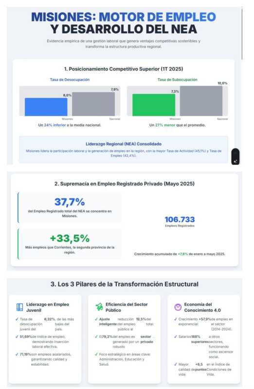 Mercado laboral en el Aglomerado Posadas: luces y sombras de un año desafiante 5 El empleo en Misiones atraviesa una etapa de contrastes: indicadores sólidos en la región, pero caída sostenida en el trabajo formal.