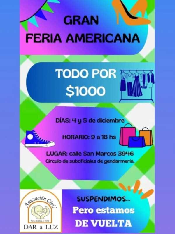 Dar a Luz organiza feria americana para recaudar fondos urgentes