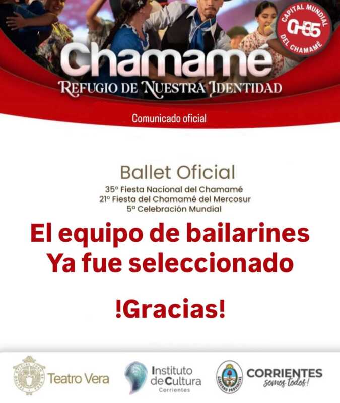 Ballet Oficial de la Fiesta Nacional del Chamamé ya están los bailarines elegidos