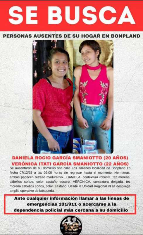 La Policía despliega un operativo por dos hermanas desaparecidas en Bonpland