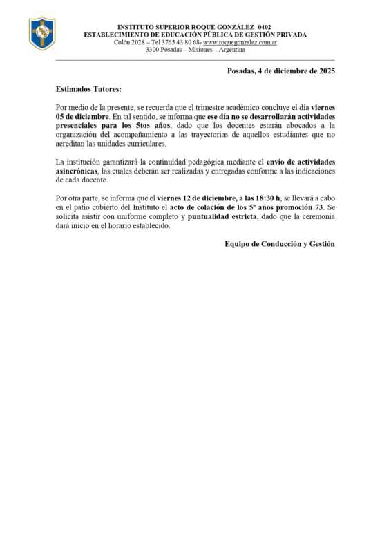 Alumnos del Roque González no pudieron ingresar al colegio en su último día de clases 4 Nota tutores 5tos 2025 page 0001 - 3