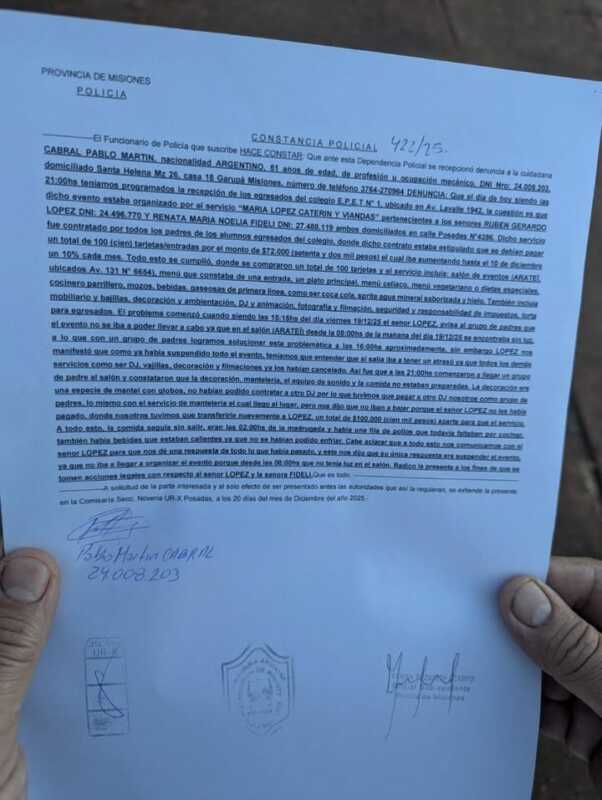 Padres denunciaron graves irregularidades durante una recepción en el club Aratei 1 Padres