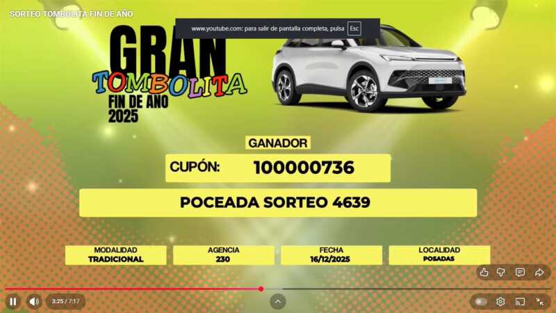 Un apostador de Posadas ganó una camioneta 0 km en la última Tombolita del año 2 Tombolita dic 2025 ganador Baic - 1