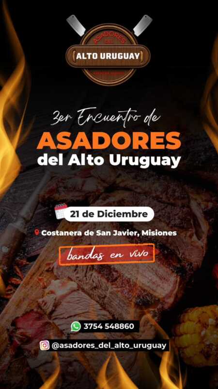 Llega el 3er Encuentro de Asadores del Alto Uruguay a la Costanera de San Javier 2 San Javier será escenario de una nueva edición del Encuentro de Asadores del Alto Uruguay, una fiesta donde el asado, la música y la identidad regional se encuentran.