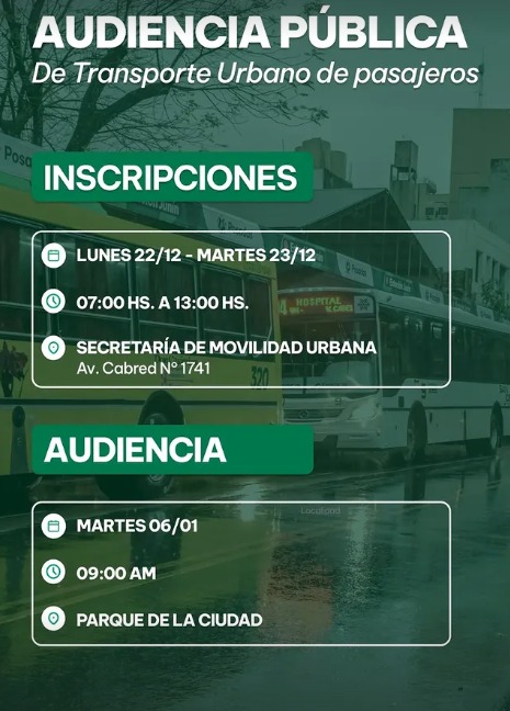 audiencia pública para revisar boleto de transporte posadas