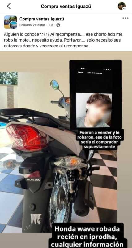 Simuló una compra, escapó con una moto y fue detenido al pactar otra cita con la víctima robo de moto iguazú