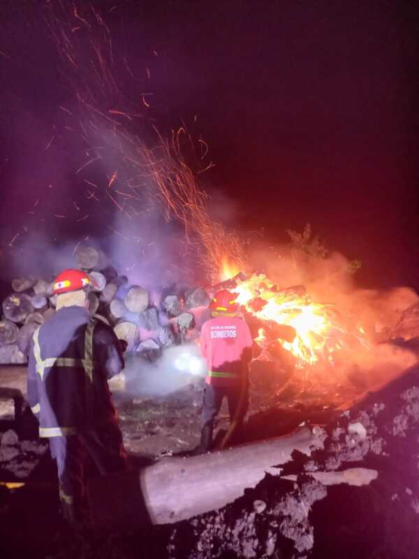 Mártires: controlaron un incendio de rollos de madera en un aserradero y evitaron daños mayores 3 incendio2 - 2