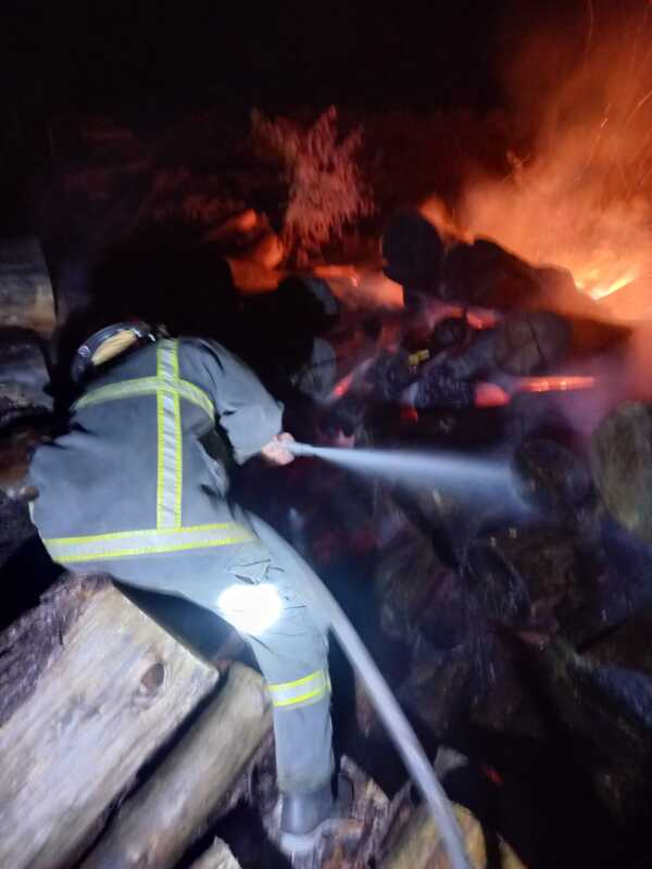 Mártires: controlaron un incendio de rollos de madera en un aserradero y evitaron daños mayores 5 El incendio afectó una importante estiba de rollos de madera de pino en un aserradero de la localidad de Mártires.