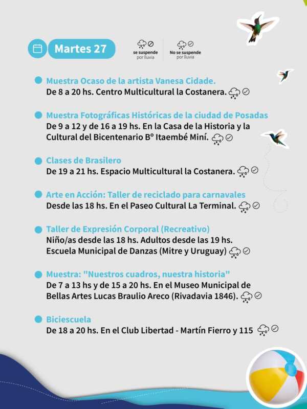 Verano en la ciudad: arte, cultura y actividades para todos este martes 2 Verano en la ciudad: agenda cultural y recreativa para este martes