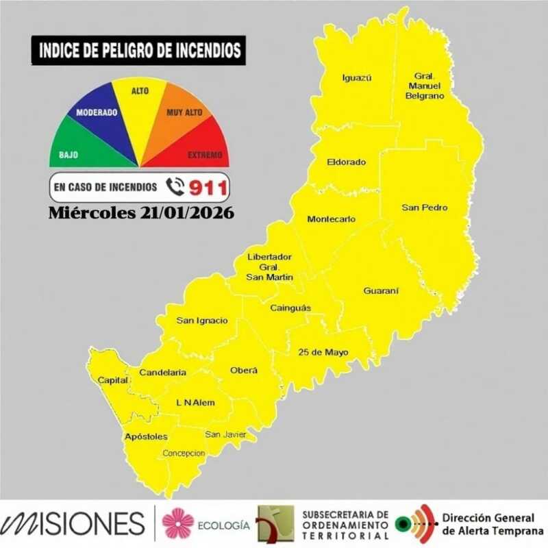 Alto índice de peligro de incendios en la provincia: llaman a extremar cuidados