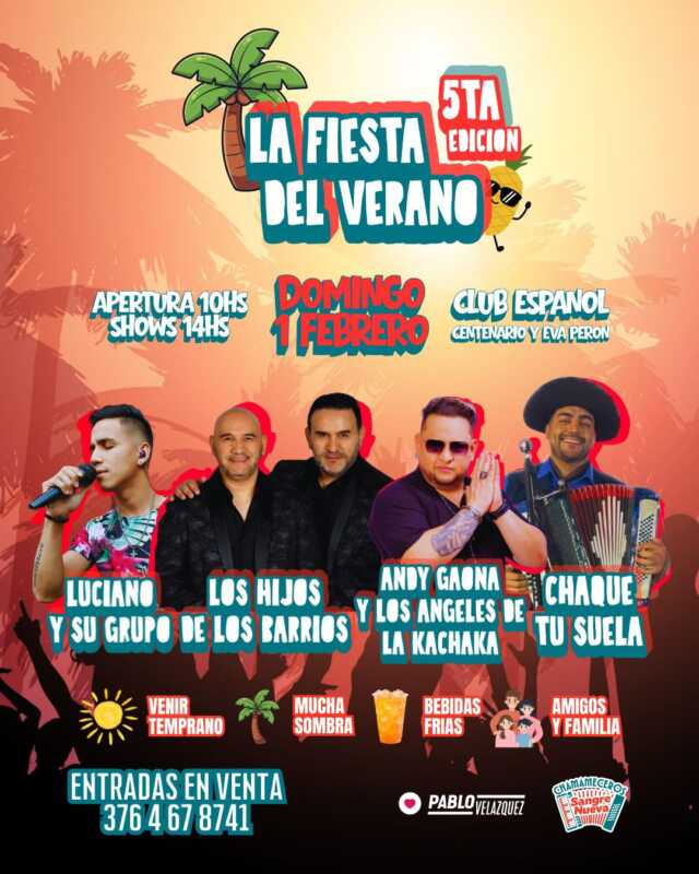 Posadas vibra hoy con la 5ª edición de la Fiesta del Verano 2 Hoy se vive en Posadas la tradicional Fiesta del Verano