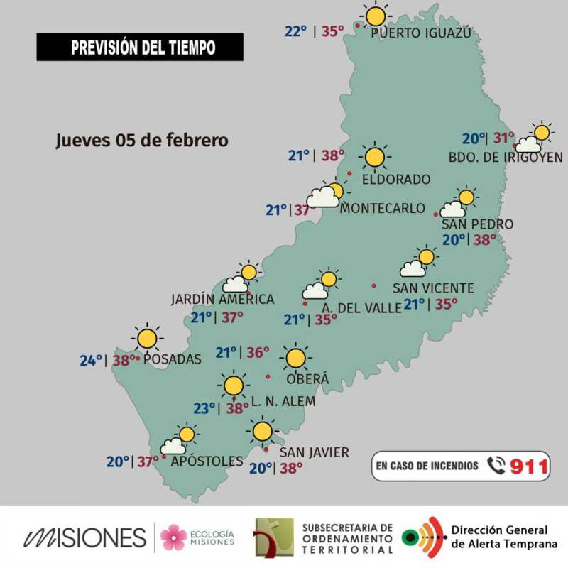 Calor extremo y tormentas en camino: así estará el tiempo en Misiones hasta el sábado 2 Jueves 5: calor intenso y ambiente sofocante en Misiones