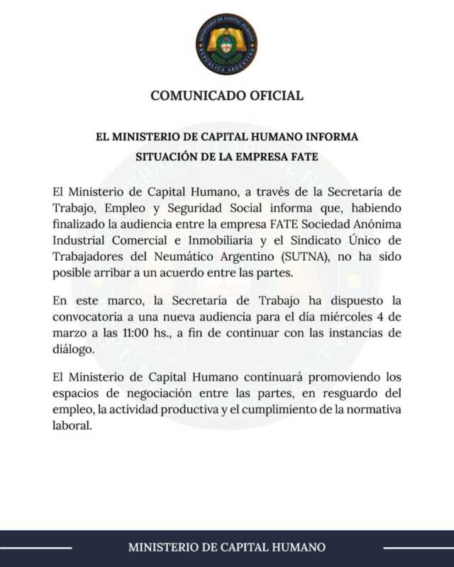 Cierre en Fate: no hubo acuerdo y el Gobierno convocó a una nueva audiencia con SUTNA 3 WhatsApp Image 2026 02 23 at 18.05.10 - 2