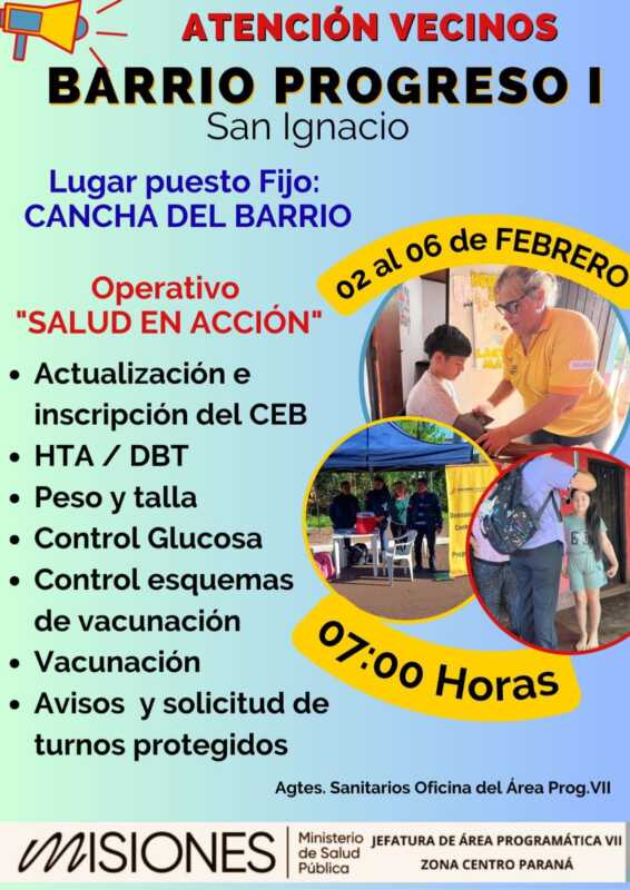 Prevención y atención primaria: jornadas sanitarias en Candelaria y San Ignacio 4 actividades 1 - 3