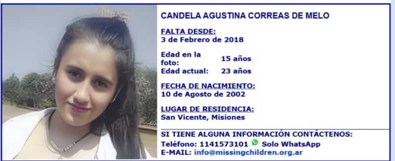 A ocho años de la desaparición de Candela de Melo, su familia exige que la causa pase al fuero federal 2 candela correas de melo