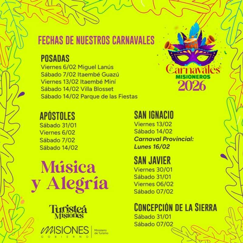 Carnavales Misioneros 2026: Posadas se llenó de música, color y alegría 2 Ritmo y diversión en la Costanera: arrancaron los Carnavales Misioneros