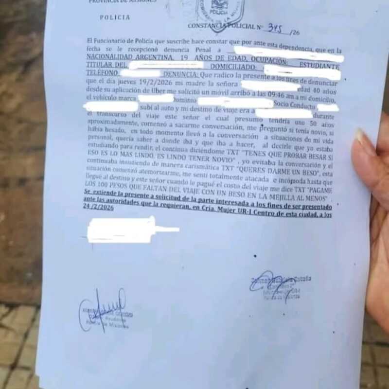 Adolescente posadeña denunció a conductor de Uber por pedirle "un beso" como parte del pago 5 denuncia acoso uber 1 1 - 4