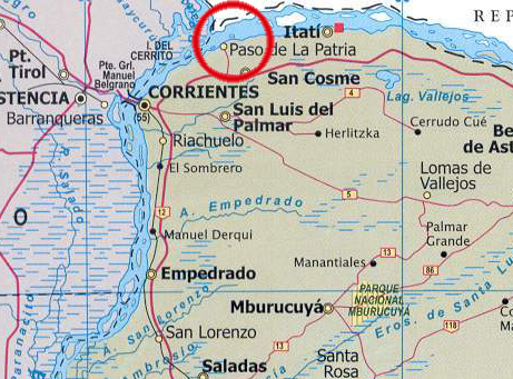 Robo millonario en Paso de la Patria: detienen a sospechoso y buscan a un prófugo que se fugó de la cárcel 2 mapa paso de la patria - 1
