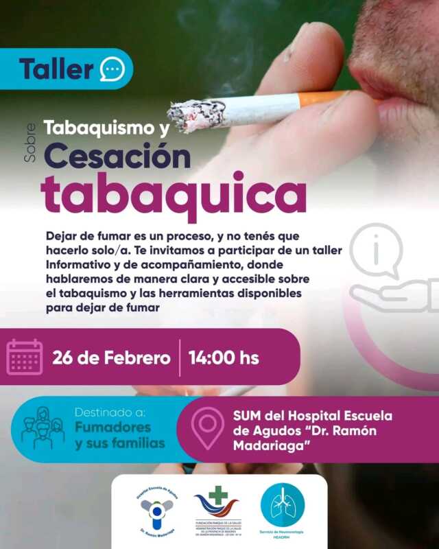 El Hospital Escuela de Posadas convoca a fumadores y sus familias a participar de un taller gratuito para iniciar el camino hacia una vida sin tabaco.