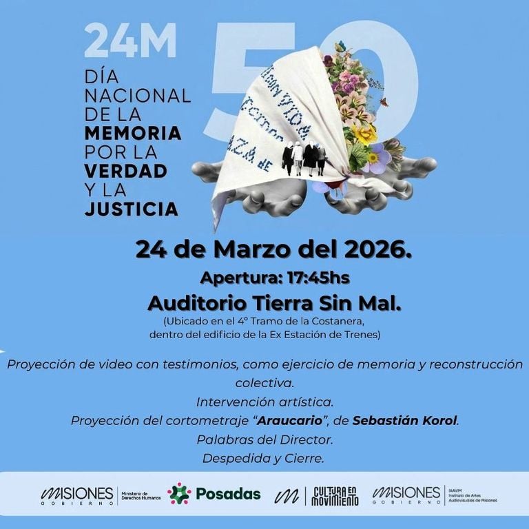 A 50 años del Golpe, Misiones despliega una agenda de memoria con fuerte participación social 3 La memoria se expresa en Misiones con marchas, vigilia y propuestas culturales abiertas a la comunidad.