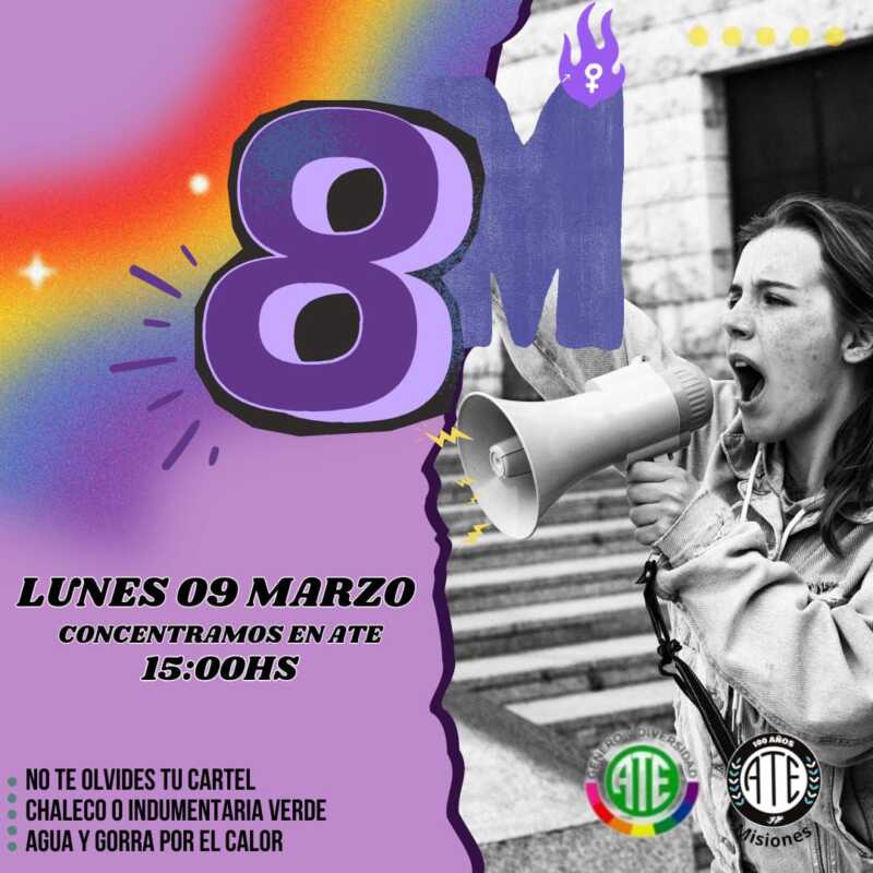 8M en Posadas: hoy marchan desde el mástil hasta la plaza 9 de Julio