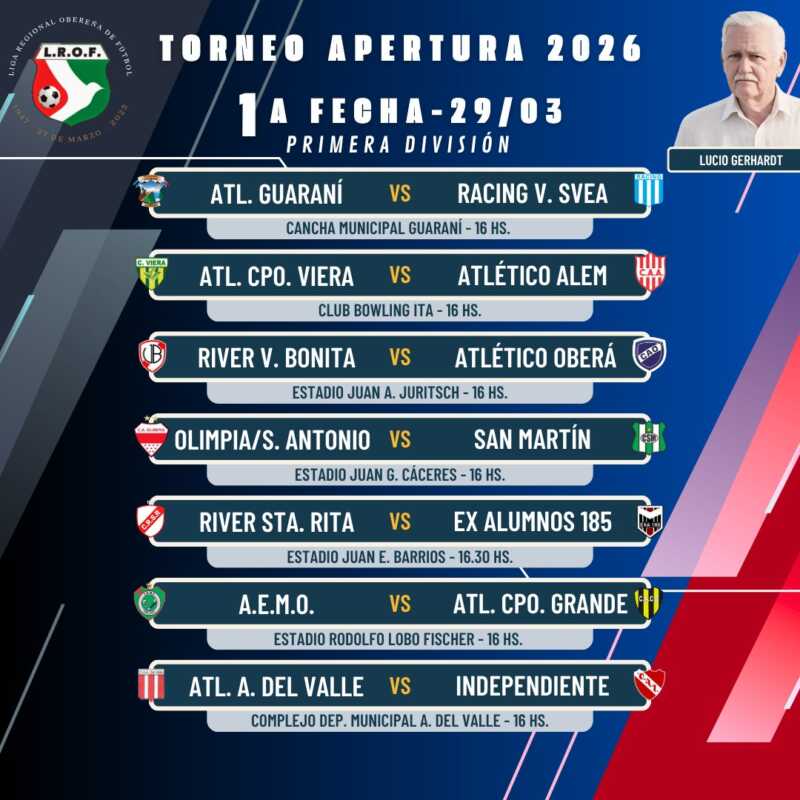 Fútbol: el Apertura de la Liga Regional Obereña se llamará “Lucio Gerhardt” 1 Liga