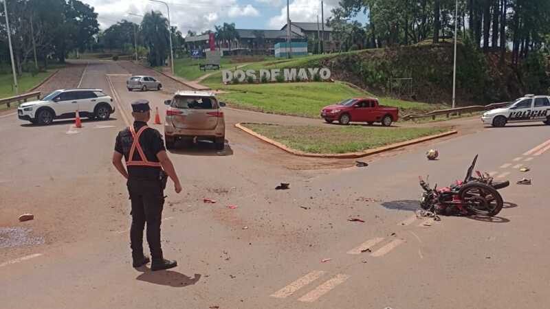 Dos de Mayo: dos heridos tras el choque de un auto con una moto sobre ruta 14 accidente Dos de Mayo