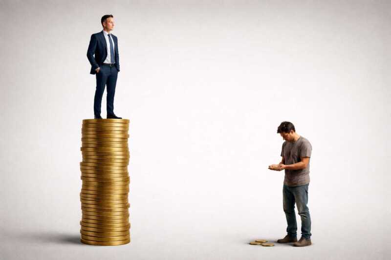 Desigualdad en Argentina: el 10% más rico gana 13 veces más que el más pobre Dos realidades en un mismo plano: la altura del ingreso marca la distancia social.