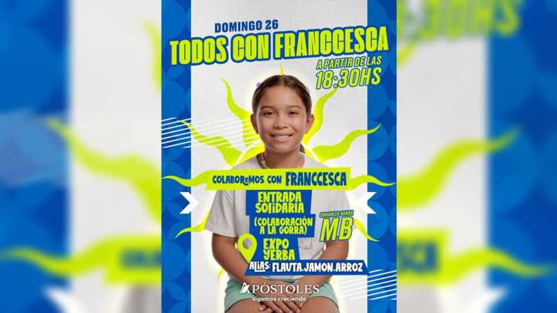 Apóstoles: convocan a una jornada solidaria para ayudar a una niña con leucemia todos por franccesca Apóstoles