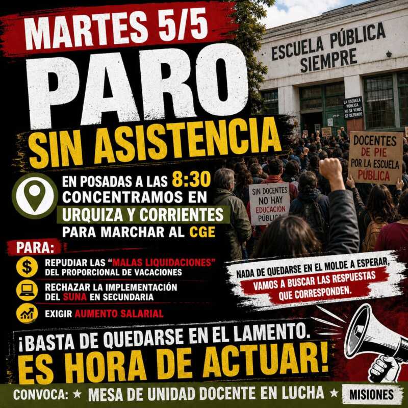 Paro y marcha docente: exigen respuestas al CGE