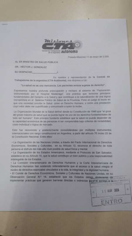 La CTA Autónoma Misiones rechazó la emisión de facturas a pacientes del Parque de la Salud 4 689457959 1425527432935030 6004248901887954403 n - 3