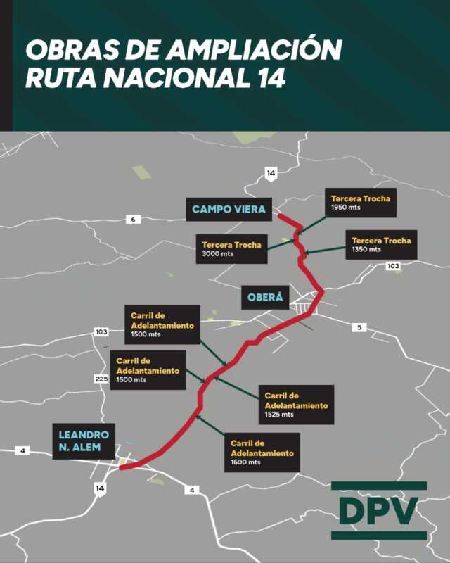 DPV proyecta ampliar la Ruta 14 entre Alem y Campo Viera con obras clave para la seguridad vial