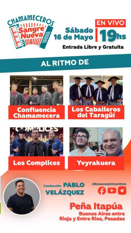 Chamameceros Sangre Nueva en Peña Itapúa con entrada gratuita y una noche solidaria de música litoraleña 2 chamameceros - 1