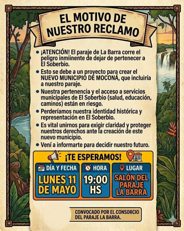 Vecinos de Paraje La Barra ratificaron su rechazo al Municipio Moconá y comenzaron una junta de firmas 2 moconá