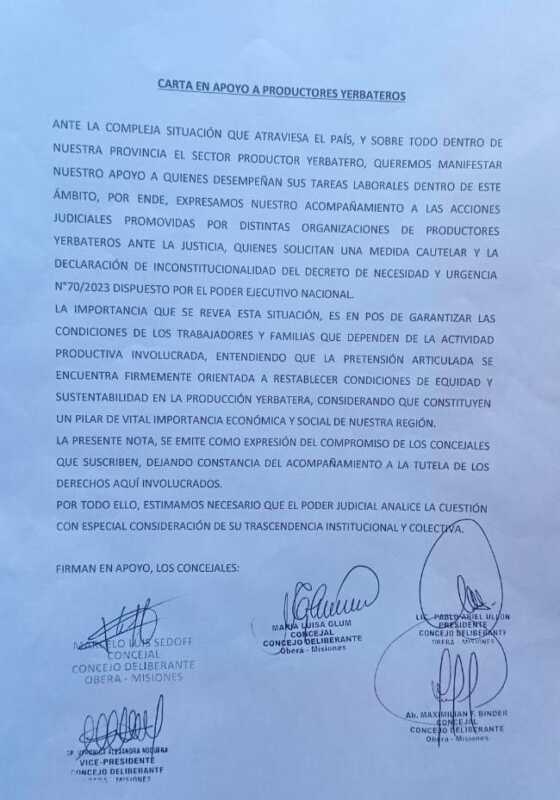 Concejales de Oberá respaldan el reclamo yerbatero: "No podemos mirar para otro lado". 3 oberá