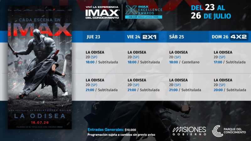 La Odisea rompe récords y conquista la pantalla gigante del IMAX 4 Con récords de taquilla, La Odisea sigue conquistando al público en el IMAX