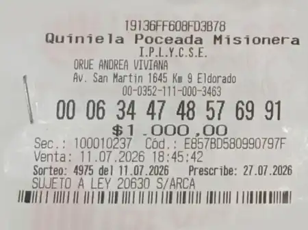 Poceada Misionera: una mujer de Eldorado se llevó un premio de más de $57 millones Ticket Ganador Poceada - 4
