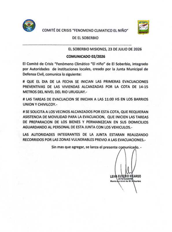 La Junta Municipal de Defensa Civil activó el protocolo preventivo por el aumento del nivel del río.