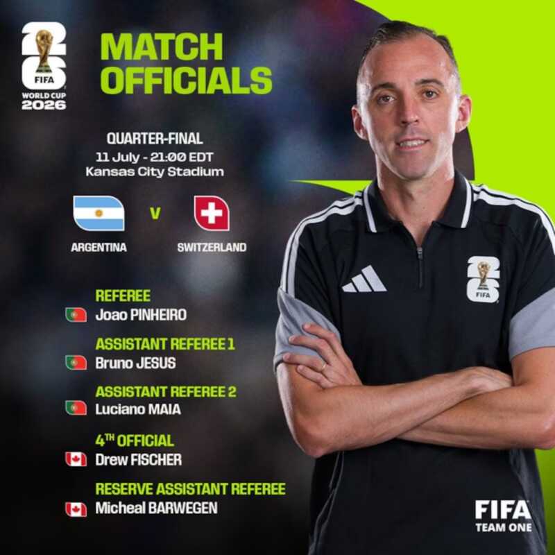 La FIFA designó al portugués João Pinheiro para dirigir el cruce entre Argentina y Suiza por los cuartos de final 3 WhatsApp Image 2026 07 09 at 20.11.56 1 - 2